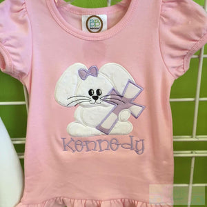 Bunny with Cross Ruffles Toddler Short Sleeve Shirt