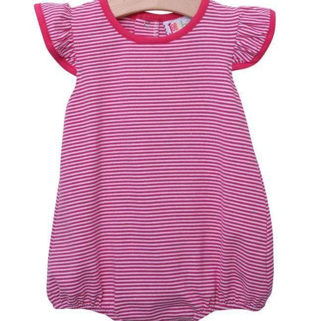 Jellybean- Flutter sleeve bubble Hot Pink Stripe