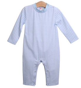 Knit Gingham James Romper- Jellybean