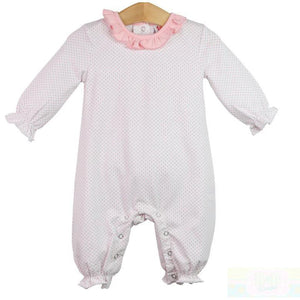 Emily Romper Pink Dot long sleeve Romper- Jellybean