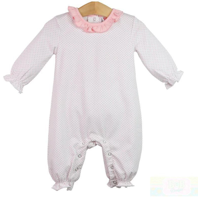 Emily Romper Pink Dot long sleeve Romper- Jellybean