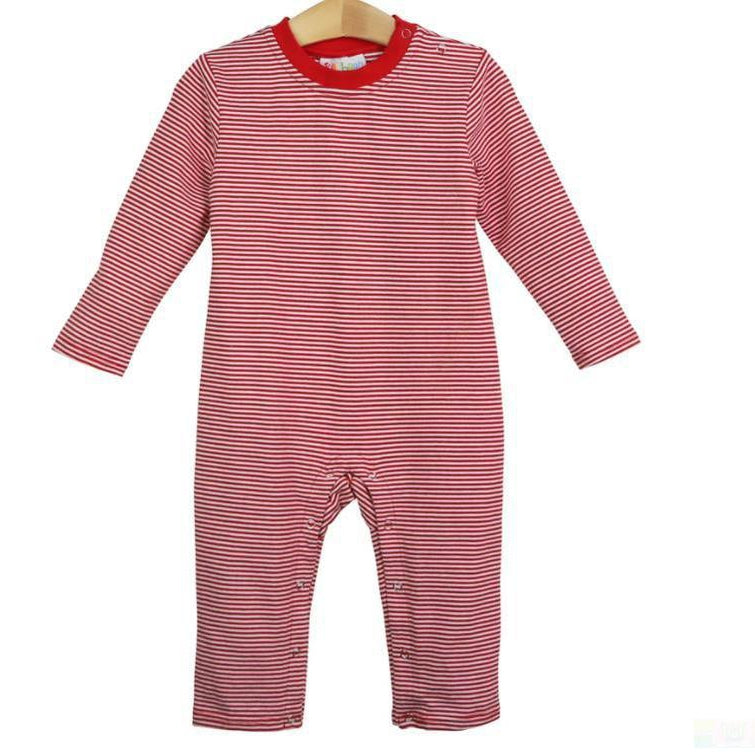 Jellybean - James Romper- Red  Stripe