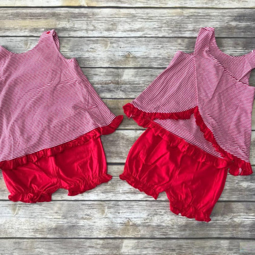 Jellybean Red Stripe Swing Back Bloomer Set