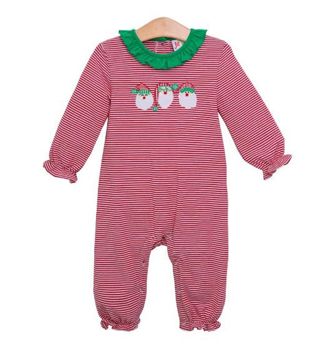 Santa Trio Ruffle romper- Jellybean
