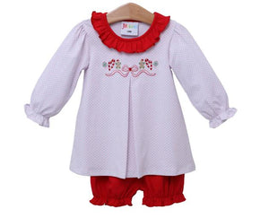 Sugarplum Embroidery Bloomer Set- Jellybean