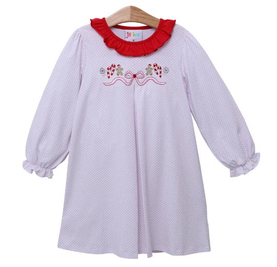 Sugarplum Embroidery Dress- Jellybean