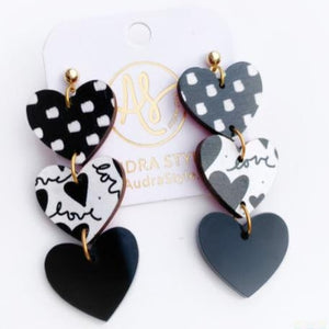 Sweethearts- Black W/ White Dots Love Hearts Black & White